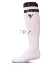 Load image into Gallery viewer, MEMOI CHECKERED HEART KNEE SOCK
