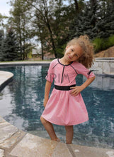 Load image into Gallery viewer, MISS MINI PINSTRIPE SWIM DRESS W/ SNAPS
