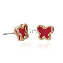 Load image into Gallery viewer, GOLD FRAME ENAMEL BUTTERFLY STUD EARRING
