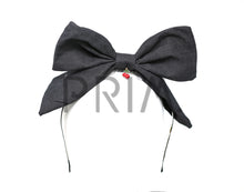 Load image into Gallery viewer, DENIM BOW WITH CHERRY CHARM HEADBAND
