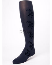 Load image into Gallery viewer, MEMOI FLOCKED SIDE FLORAL TIGHTS
