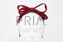 Load image into Gallery viewer, WOOL TIE BOW WITH GOLD TIPS HEADBAND
