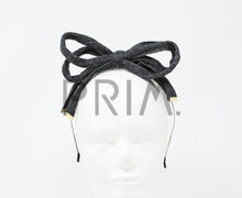 Load image into Gallery viewer, WOOL TIE BOW WITH GOLD TIPS HEADBAND
