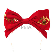 Load image into Gallery viewer, RIBBED BOW HEADBAND WITH FOIL WINK
