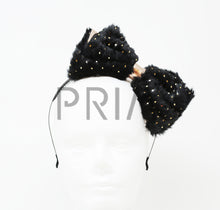 Load image into Gallery viewer, FUR WITH GOLD SPECS BOW HEADBAND
