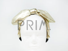 Load image into Gallery viewer, METALLIC LEATHER PUFFY BOW HEADBAND
