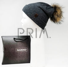 Load image into Gallery viewer, KNIT HATS WITH FUR POM POMS
