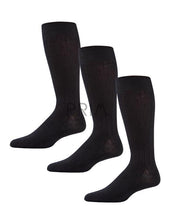 Load image into Gallery viewer, MEMOI 3P RIBBED SOCKS BLACK 10-13
