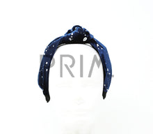 Load image into Gallery viewer, VELOUR SILVER DOT KNOT HEADBAND
