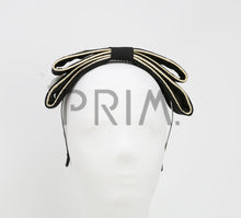 Load image into Gallery viewer, DOUBLE LAYERED BOW WITH GOLD BUTTERFLIES HEADBAND
