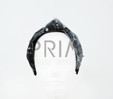 Load image into Gallery viewer, VELOUR SILVER DOT KNOT HEADBAND
