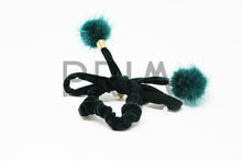 Load image into Gallery viewer, VELVET WITH POM POMS SCRUNCHY
