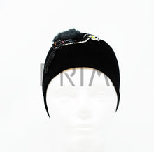 Load image into Gallery viewer, FUR BEADED OSTRICH HEADWRAP
