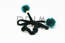Load image into Gallery viewer, VELVET WITH POM POMS SCRUNCHY
