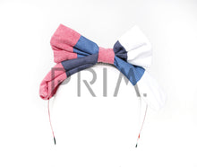Load image into Gallery viewer, DENIM COLOR BLOCK BOW HEADBAND
