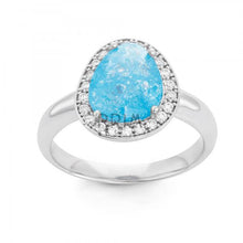 Load image into Gallery viewer, SS ROUNDED TRIANGLE BLUE RING
