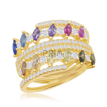 Load image into Gallery viewer, STERLING SILVER MULTI COLOR MARQUISE DOUBLE RING
