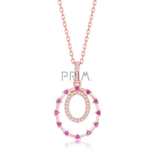 Load image into Gallery viewer, STERLING SILVER ROSE DOUBLE CIRCLE PENDANT
