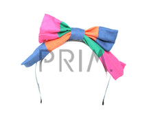 Load image into Gallery viewer, DENIM COLOR BLOCK BOW HEADBAND
