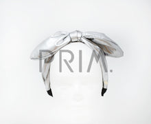 Load image into Gallery viewer, METALLIC LEATHER PUFFY BOW HEADBAND
