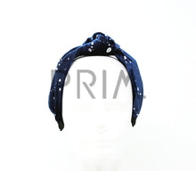 Load image into Gallery viewer, VELOUR SILVER DOT KNOT HEADBAND
