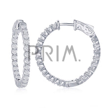 Load image into Gallery viewer, STERLING SILVER INSIDE-OUTSIDE CZ HOOP EARRINGS
