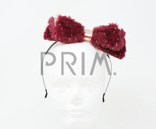 Load image into Gallery viewer, FUR WITH GOLD SPECS BOW HEADBAND
