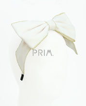 Load image into Gallery viewer, DACEE VELVET TOPSTITCHING BOW HEADBAND
