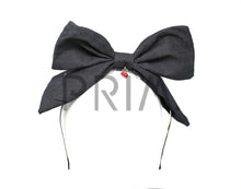 Load image into Gallery viewer, DENIM BOW WITH CHERRY CHARM HEADBAND

