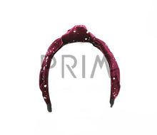 Load image into Gallery viewer, VELOUR SILVER DOT KNOT HEADBAND
