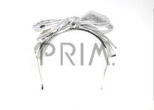 Load image into Gallery viewer, METALLIC LEATHER BOW WITH TIPS HEADBAND

