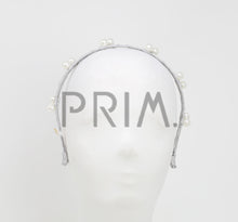 Load image into Gallery viewer, SATIN SCATTERED PEARLS DOUBLE HEADBAND
