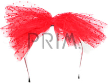 Load image into Gallery viewer, VELVET DOTTED TULLE BOW HEADBAND
