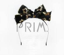 Load image into Gallery viewer, FUR BOW WITH FOIL STARS HEADBAND

