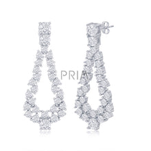 Load image into Gallery viewer, STERLING SILVER OPEN PEARSHAPED CZ EARRING
