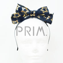 Load image into Gallery viewer, FUR BOW WITH FOIL STARS HEADBAND
