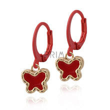 Load image into Gallery viewer, SMALL GOLD FRAME ENAMEL BUTTERFLY EARRING
