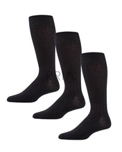 Load image into Gallery viewer, MEMOI 3P RIBBED SOCKS BLACK 10-13
