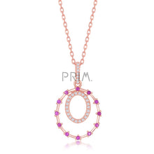 Load image into Gallery viewer, STERLING SILVER ROSE DOUBLE CIRCLE PENDANT
