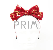 Load image into Gallery viewer, FUR BOW WITH FOIL STARS HEADBAND
