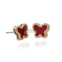 Load image into Gallery viewer, GOLD FRAME ENAMEL BUTTERFLY STUD EARRING
