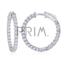 Load image into Gallery viewer, STERLING SILVER INSIDE-OUTSIDE CZ HOOP EARRINGS
