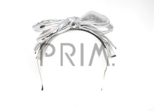 Load image into Gallery viewer, METALLIC LEATHER BOW WITH TIPS HEADBAND
