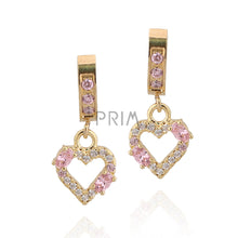 Load image into Gallery viewer, DOUBLE STONE OUTLINE CZ HEART EARRING
