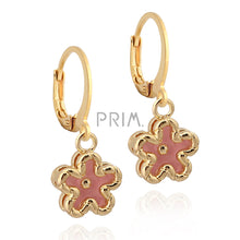 Load image into Gallery viewer, MEDIUM GOLD FRAME ENAMEL FLOWER EARRING
