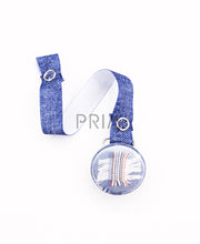 Load image into Gallery viewer, DENIM STRIPE FRINGE ON LIGHT DENIM

