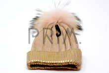 Load image into Gallery viewer, FOIL PRINT HAT WITH FUR POM POM

