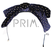 Load image into Gallery viewer, VELVET GOLD DOTS DOUBLE BOW HEADBAND
