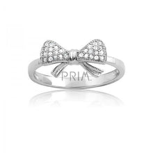 Load image into Gallery viewer, SS SMALL CZ BOW RING
